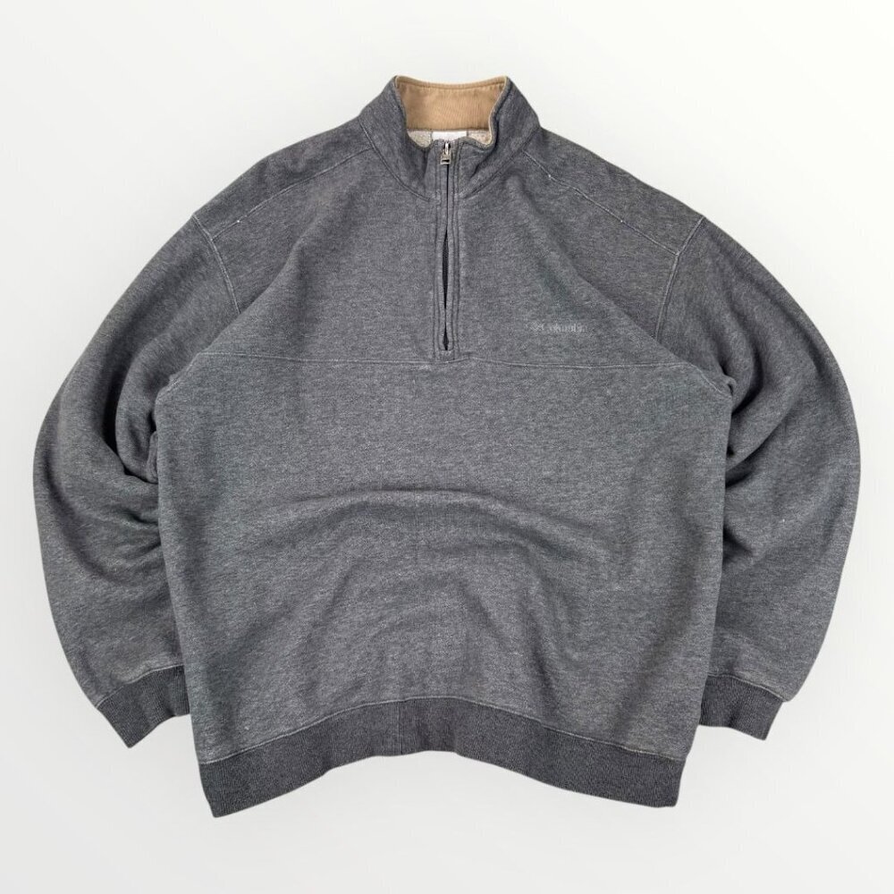 Columbia Sportswear Company Mens Medium 1/4 Zip Sweatshirt Gray Pullover Baggy